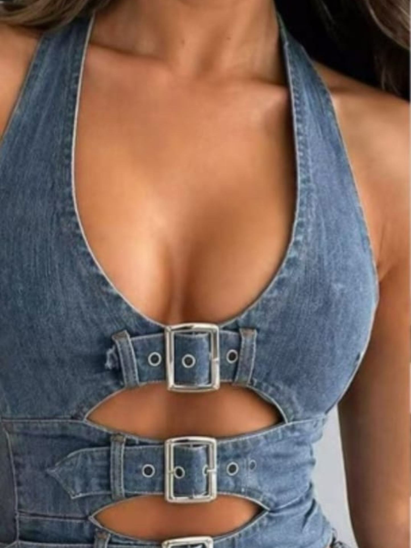 TOP DENIM CUT-OUT FIBBIE