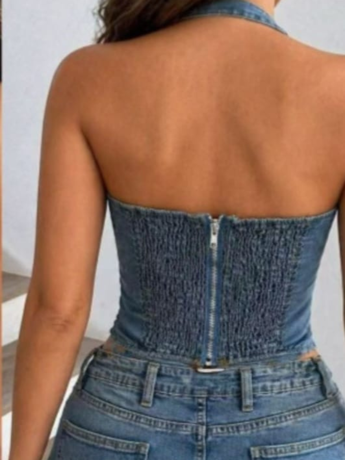 TOP DENIM CUT-OUT FIBBIE